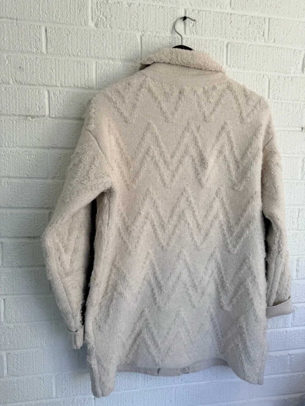 Anthropologie Cream Chevron Teddy Jacket - Picture 8 of 9